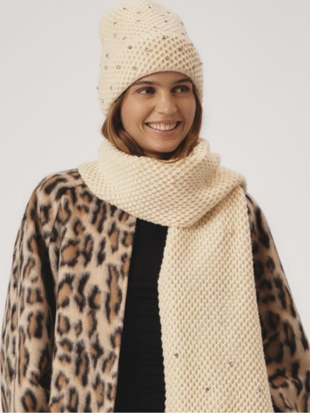 Anthropologie Rhinestone Waffle Knit Scarf - Picture 4 of 5